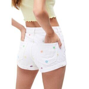 PacSun White High Waist Shorts with Colorful Floral Accents